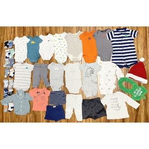 Lot of 37 Baby Boy Clothes 3 Months Short/Long Sleeves Pants Bodysuits